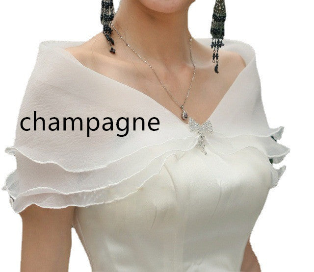 Bride White Shawl Lace Thin Wedding Dress