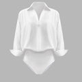 Womens Slim-fit Mandarin-collar Three-quarter-sleeve Shirt